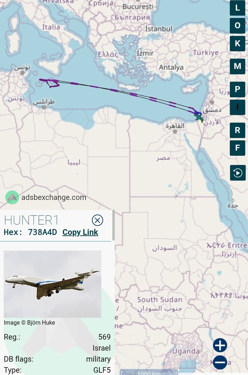 The Israelis just wrapped up a recon &amp; surveillance mission over the Med with their G550 spy planes (SIGINT/ELINT/COMINT) reaching Tunisia &amp; Malta, which is super rare. Likely tied to the flotilla heading to Gaza, they’re probably prepping some kind of disruptive operation.
