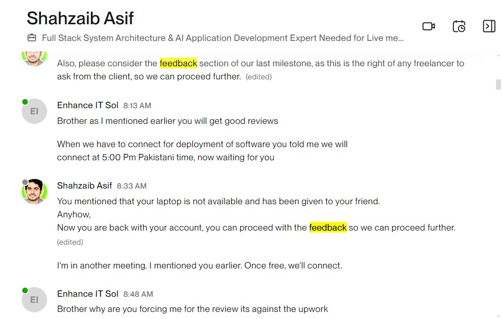 HamzaTariqCS's tweet image. A freelancer on @Upwork blackmailed me for a 5⭐ review, delivered an incomplete product, and when I asked for a refund, Upwork supported the freelancer instead of protecting the client. This is unfair clients deserve safety from blackmail &amp;amp; incomplete work #Upwork #upworksupport