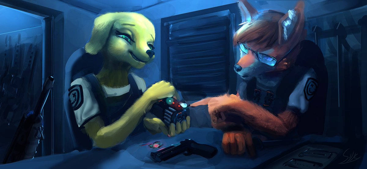 This was the first in-stream comm I ever got.  

It looks like these two might be getting up to trouble.

Wonderful art by the sadly now-inactive SilkyCurve on FA