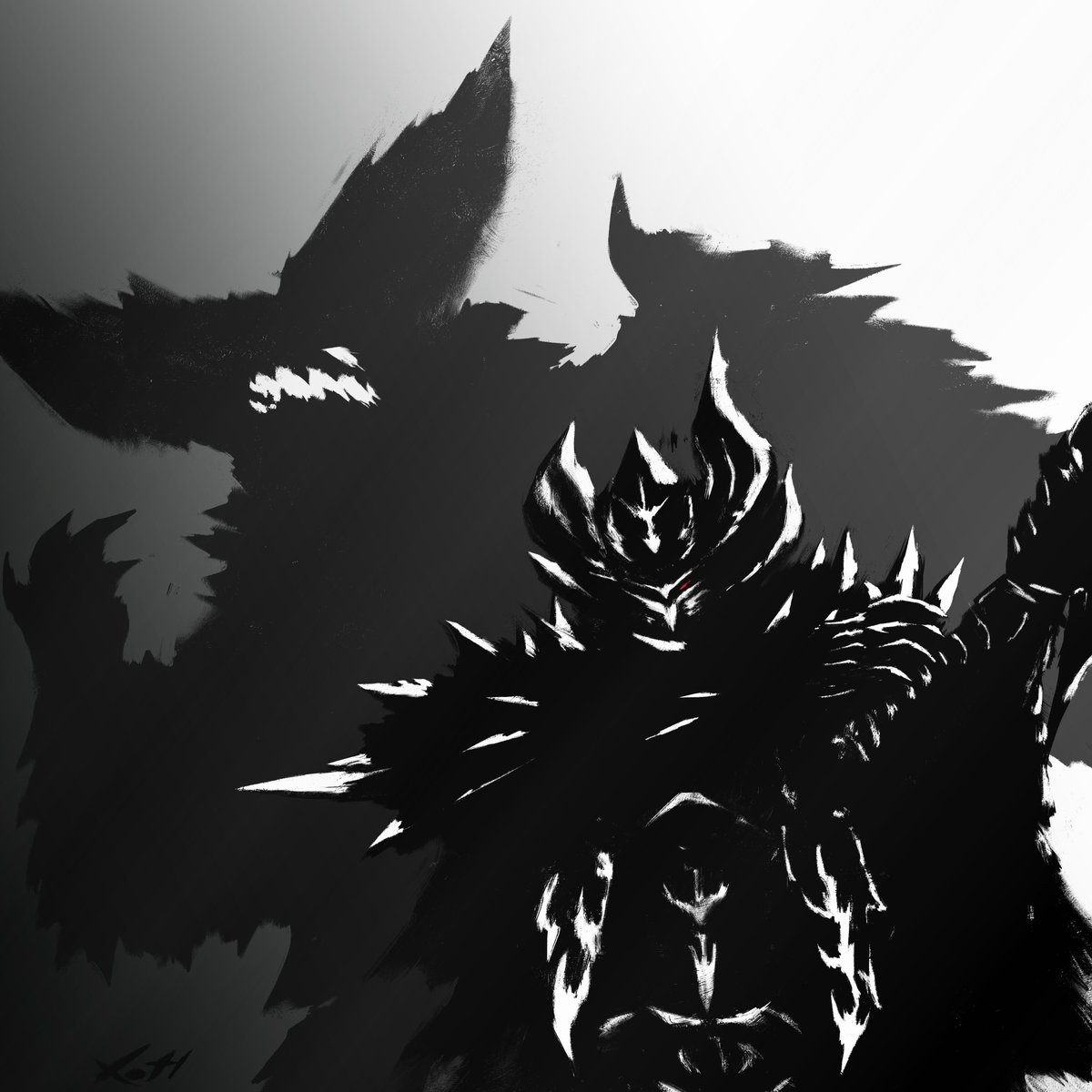 Quick Runier Nergigante Hunter sketch.
Obligatory human shape practice so I don't forget.

The MR100 grind was worth it for the aesthetic alone. 

#monsterhunter #ruiner #nergigante