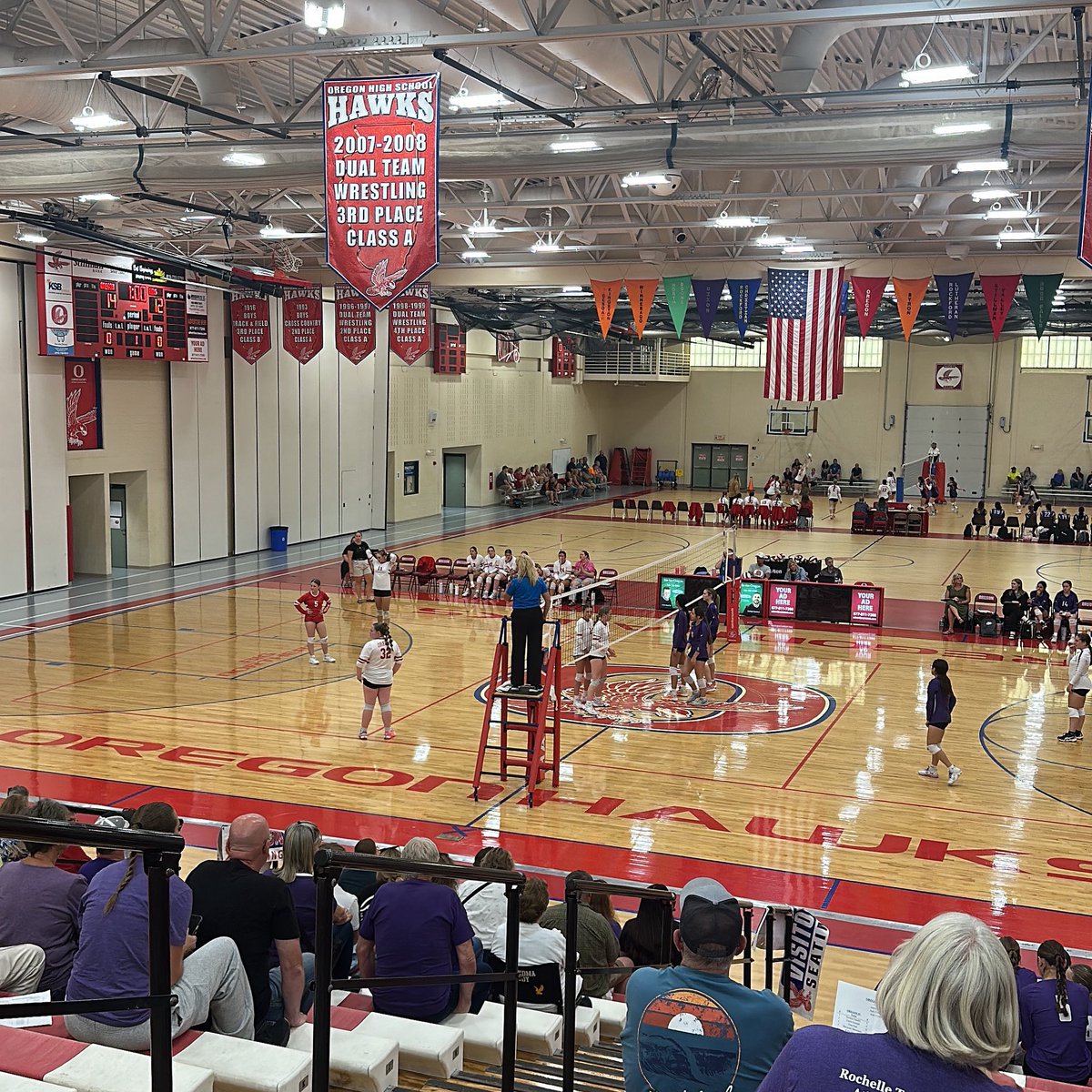Girls Volleyball tonight 
Rochelle Hubs (1-1) 
Vs. 
Oregon Hawks (0-2)