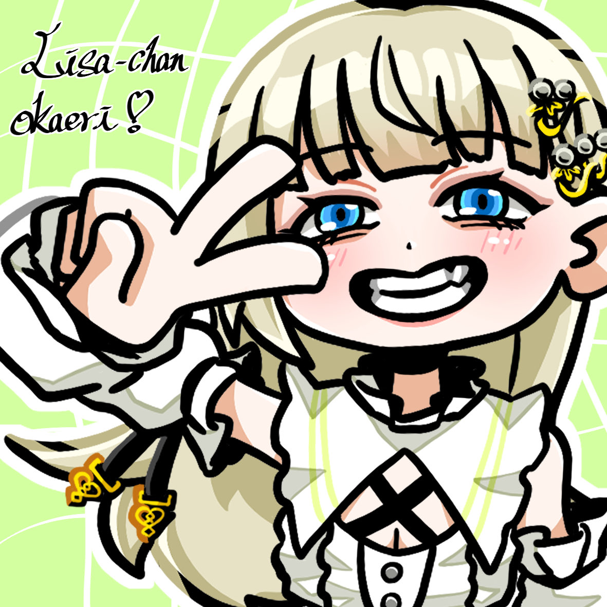 リサちゃんおかえり💐💐❤️❤️
#はなぶさの絵
