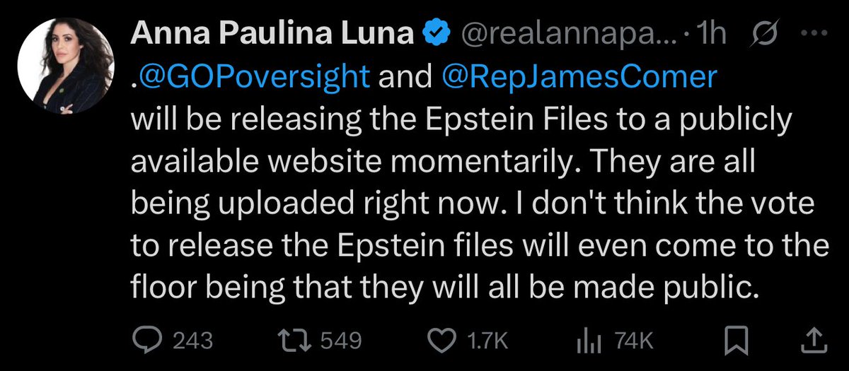 They are giving away their plan. Re-release the documents already seen by the public, claim you released “all” the files, then say there is no need for a vote to release the full Epstein Files.