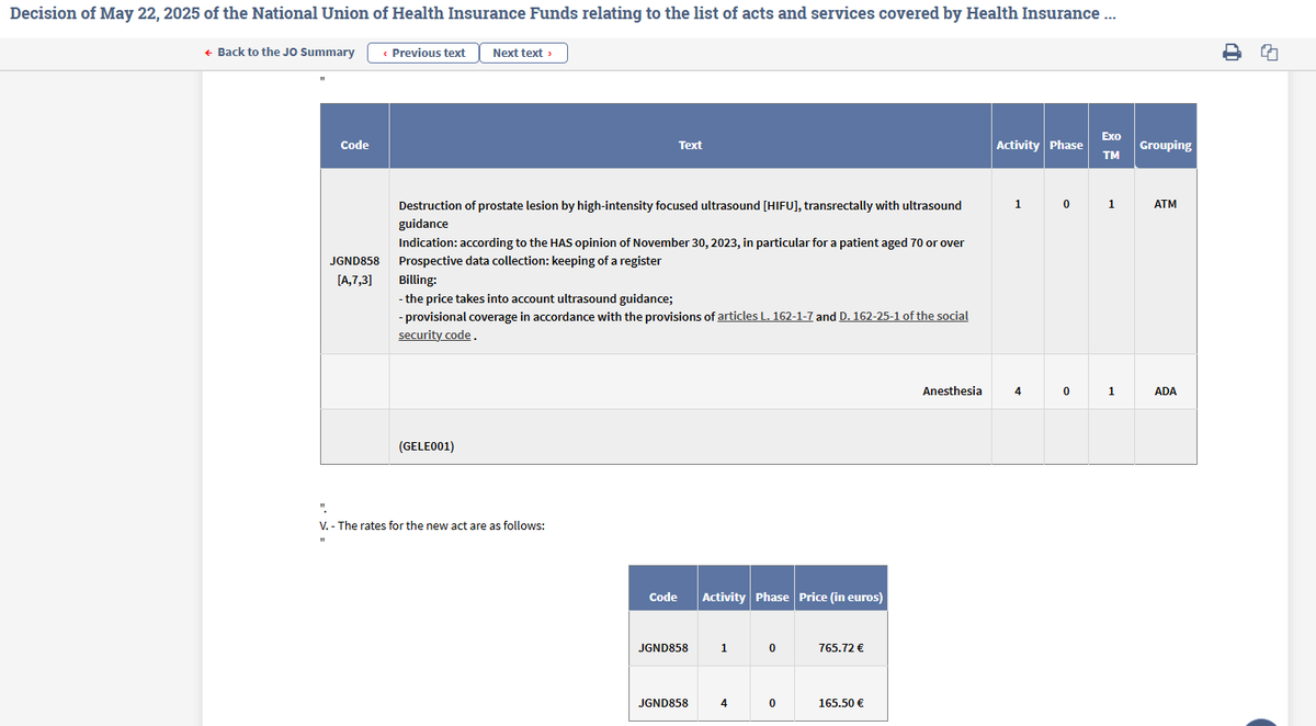 EDAPTMSInvestor's tweet photo. @FocalOneHIFU @EDAPTMS  $EDAP

It looks like reimbursement in France for Focal One HIFU is now active as of Sept 1st, 2025!  Rates to follow: https://t.co/VZSm4Z28LM