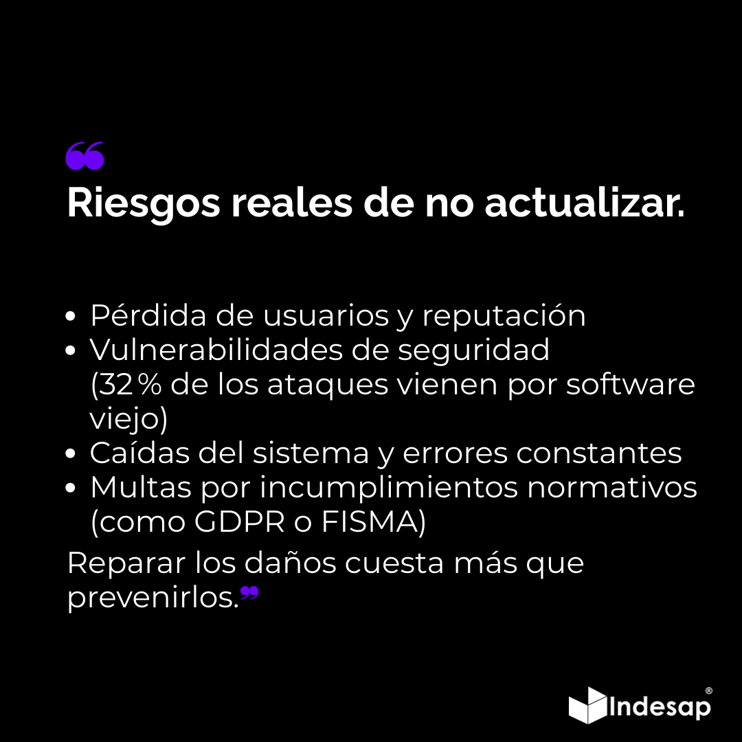 Indesap's tweet photo. 🚨 El software que no se actualiza… se queda atrás.
No es solo cuestión de bugs, es cuestión de usuarios, seguridad y reputación.

⚡ Actualizar = crecer
❌ No actualizar = desaparecer

#Ciberseguridad #Software #Innovación https://t.co/Fe9rNromF6