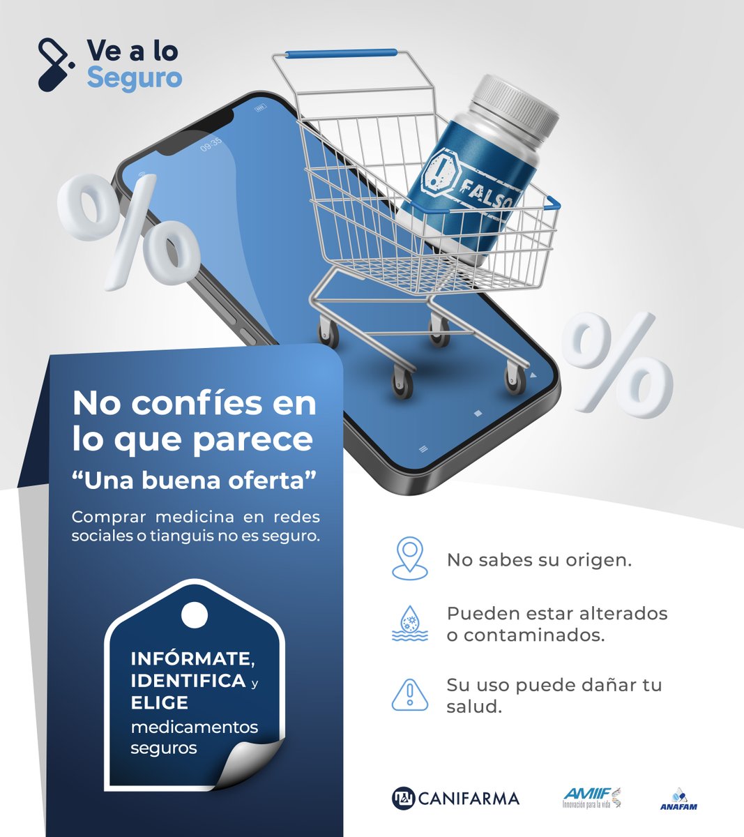 ¿Sabías que al comprar medicamentos en lugares no autorizados estarás consumiendo un producto que daña tu salud? ⚠️

Protege tu salud, no tomes riesgos innecesarios.
Compra únicamente en farmacias formales y autorizadas. 💊🏥

Infórmate, identifica y elige medicamentos seguros.