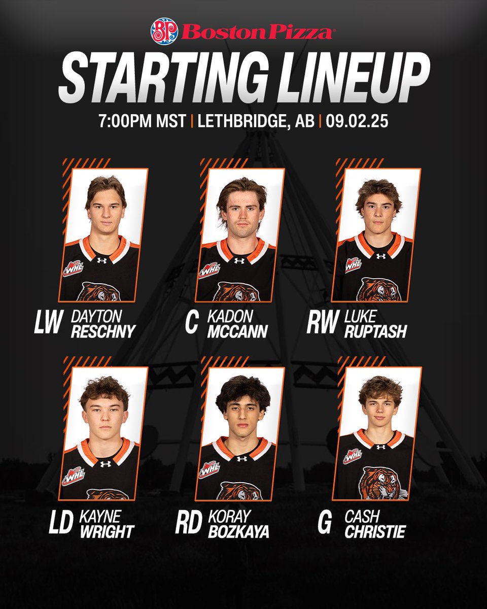 Tonight’s starting lineup for pre-season game 1 is presented by Medicine Hat Boston Pizza!