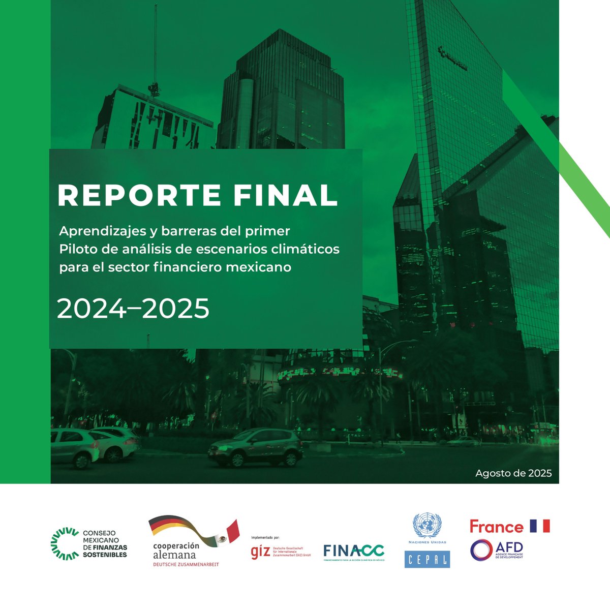 #México 🇲🇽 | ¿Los riesgos climáticos están transformando las finanzas?👏<a href="/CMFSostenibles/">Consejo Mexicano de Finanzas Sostenibles</a> presentó resultados del 1er Piloto de Análisis de Escenarios Climáticos 2024-2025, en colaboración con <a href="/Banxico/">Banco de México</a>, <a href="/Hacienda_Mexico/">Hacienda</a>, <a href="/TCFDConsorcioMX/">Consorcio TCFD México</a>, <a href="/UNAM_MX/">UNAM</a>, <a href="/giz_gmbh/">GIZ</a>, <a href="/eclac_un/">ECLAC</a> y la #AFD.