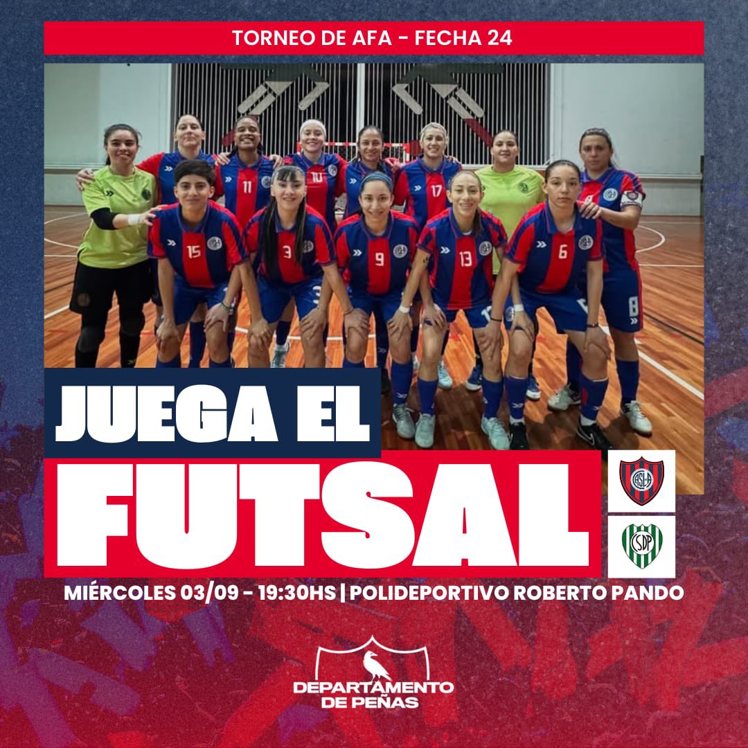 Este Miércoles el Futsal Femenino de San Lorenzo recibe en el Pando a Pinocho por la Fecha 24 del Torneo AFA.

📍 Polideportivo Roberto Pando.
📅 03/09
⏰ 19:30 Hs.

#MasQue90Minutos 💙❤
#SLFederal 🇦🇷
#DeBoedoAlMundo ✈️🌍
#DeportesFederados 🔴🔵