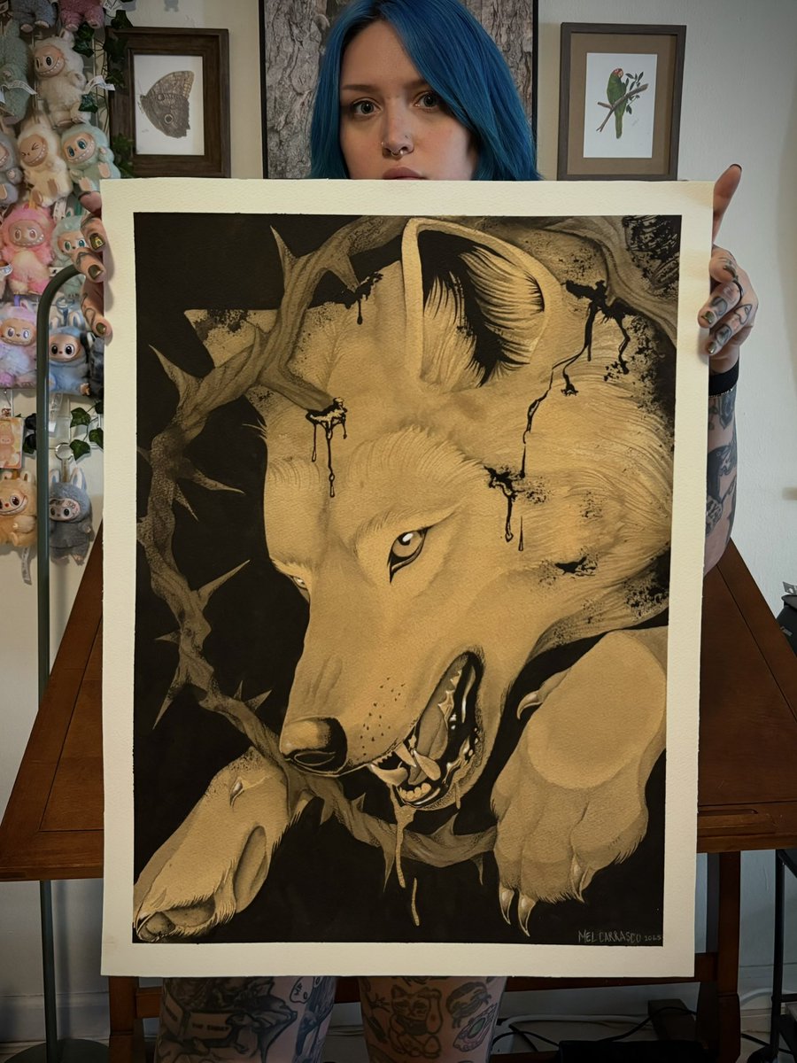 melonade_art's tweet photo. My submission for Lucky Horse Tattoo’s art show in Orlando later this month 
18x24” mixed media on Arches cold press https://t.co/hZsQtsjlSK