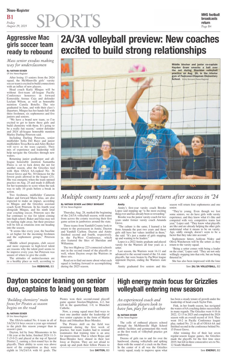 NewsRegSports's tweet image. The fall sports season is upon us, so why not catch up on everything you need to know about Yamhill County sports heading into September. Find Friday print editions on the newsstand or read online at newsregister.com/cat-local-spor….