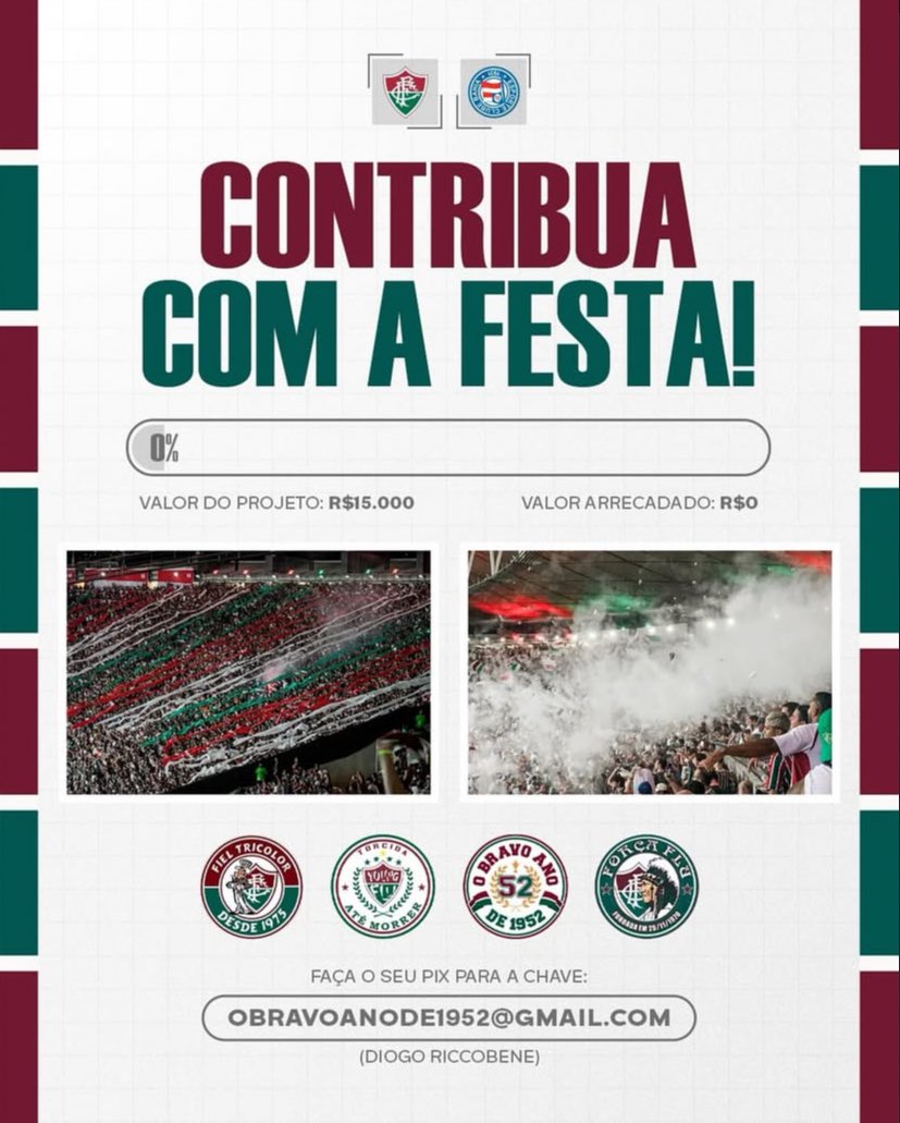 youngfluoficial's tweet image. .: PELA COPA🏆 :.

Chegou a hora de mais uma grande festa no Maracanã lotado e a arrecadação começa agora!

Nos próximos dias, teremos pela frente uma decisão valendo vaga na semifinal. Colabore com a festa fazendo sua doação, garanta seu ingresso e vamos JUNTOS PELA COPA🇭🇺