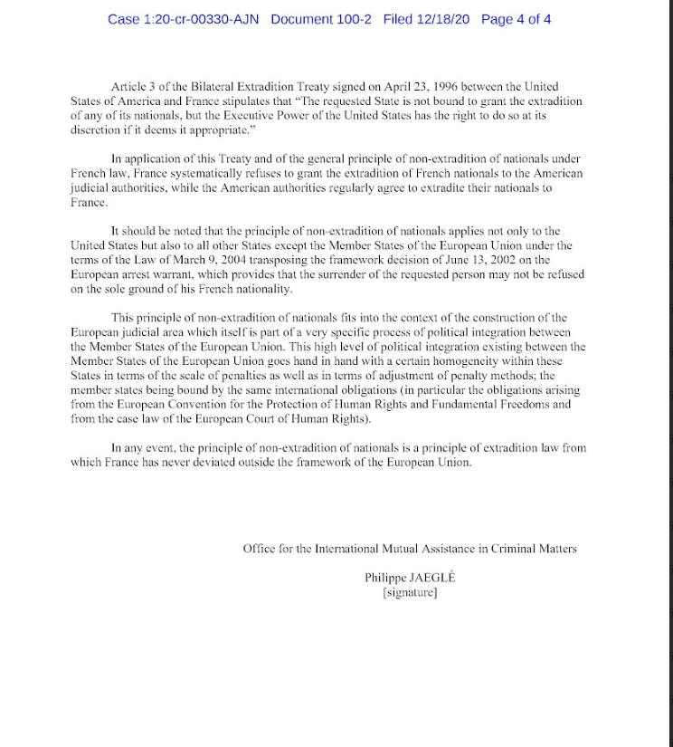 MarioNawfal's tweet photo. 🇫🇷🇺🇸 EPSTEIN FILES: MAXWELL’S FRENCH CITIZENSHIP WAS SEEN AS FLIGHT RISK

Prosecutors cited risk of flight: As part of their argument to keep Ghislaine Maxwell jailed before trial, U.S. prosecutors warned that if she fled to France, she would be beyond the reach of U.S. law. 

France’s justice ministry made clear it does not extradite its own citizens.

Bail denied: Maxwell was denied bail multiple times. 

A U.S. judge specifically pointed to her French passport and the country’s strict non-extradition policy as a major “red flag,” saying it was evidence she posed a serious flight risk.

Source: Case 1:20-cr-00330-AJN, Document 100-2【file-RR78uzHDpXmf71iksvRm8f†source】