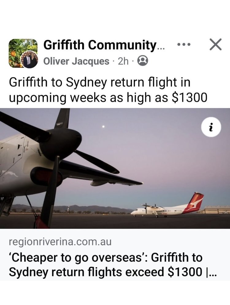 So what are you going to do about price gouging on flights to regional centres ⁦<a href="/M_McCormackMP/">Michael McCormack</a>⁩ ⁦<a href="/sussanley/">Sussan Ley</a>⁩ &amp; ⁦<a href="/CatherineKingMP/">Catherine King MP</a>⁩ &amp; ⁦<a href="/acccgovau/">ACCC</a>⁩ …