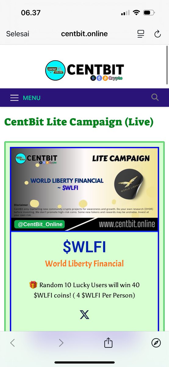 Leinad_msx's tweet image. 🔥 Done all steps! 🚀
🟪 Followed @CentBit_Online
🟪 Liked + Reposted &amp;amp; tagged 5 friends
🟪 Joined TG &amp;amp; visited website

📌 BSC Address: 0x0058f549517b4b0D9dea8386e501Ea68F7c0AE1e
📸 Screenshots TG &amp;amp; Website: [attached below]

Excited to grow with #CentBit &amp;amp; $WLFI 🌍
#CentBit…