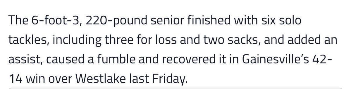 Highlights vs Westlake: hudl.com/v/2SYkun only played 1 half!! <a href="/goredelephants/">Go Red Elephants</a> <a href="/RedElephant_FB/">Gainesville HS Football</a> <a href="/RecruitGeorgia/">Recruit Georgia</a> <a href="/TheGoBoss/">TheGoBoss</a>