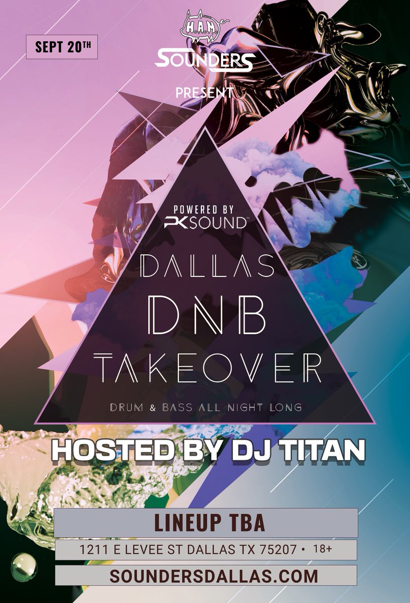 My sets this month at Sounders 🔥 

TECHNO - 9/12
RIDDIM - 9/13
DRUM &amp; BASS - 9/20

DM for Guest List ✏️ 
#SoundersDallas #DallasEDM