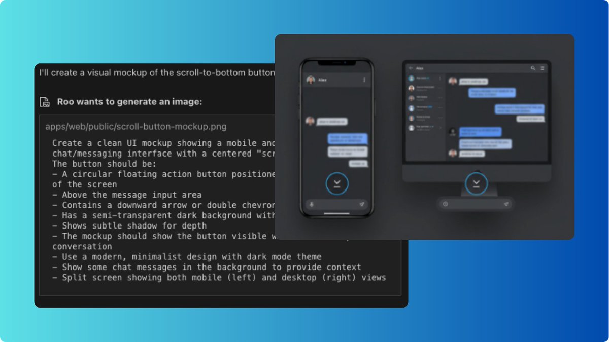 Did you know Roo Code can now mock up what your code is thinking? 🧑‍🎨 ...