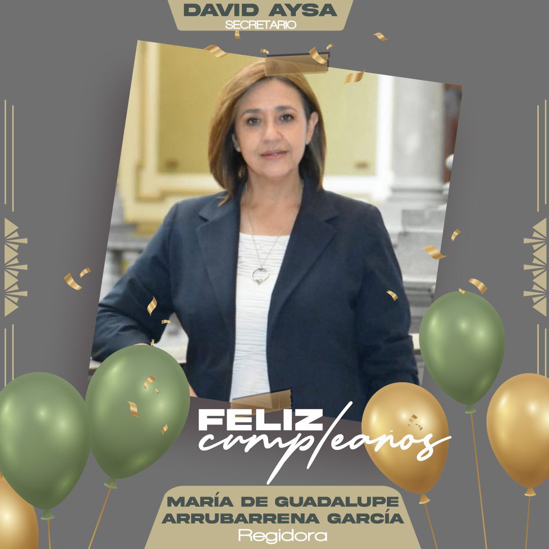 David Aysa (@davidaysa) on Twitter photo ¡Felicidades, regidora <a href="/Lupitaarruba/">Lupita Arrubarrena</a>!
Le deseo un gran cumpleaños y que sea un gran año. ¡Felicidades, regidora <a href="/Lupitaarruba/">Lupita Arrubarrena</a>!
Le deseo un gran cumpleaños y que sea un gran año.