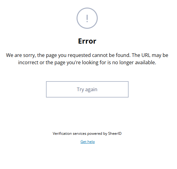 SCPuerner's tweet photo. "Honoring all that served" - what a joke. I have tried over a dozen times to get "verified" by your site, but I only get errors in return. 
 "We'll get back to you in 3-6 days" is not "honoring" veterans; that's just more BS! DO BETTER. https://t.co/AbjJO4CzeM