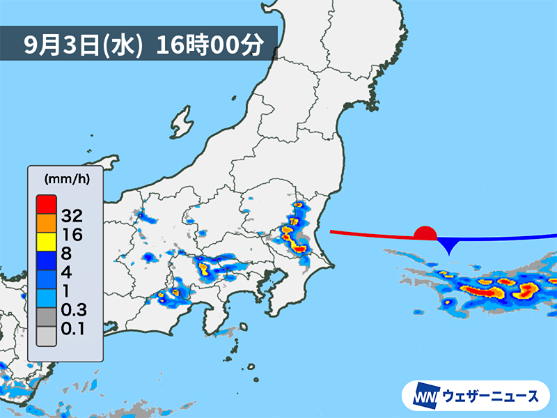 今日午後の関東は、前線や地上気温の上昇により大気の状態が不安定