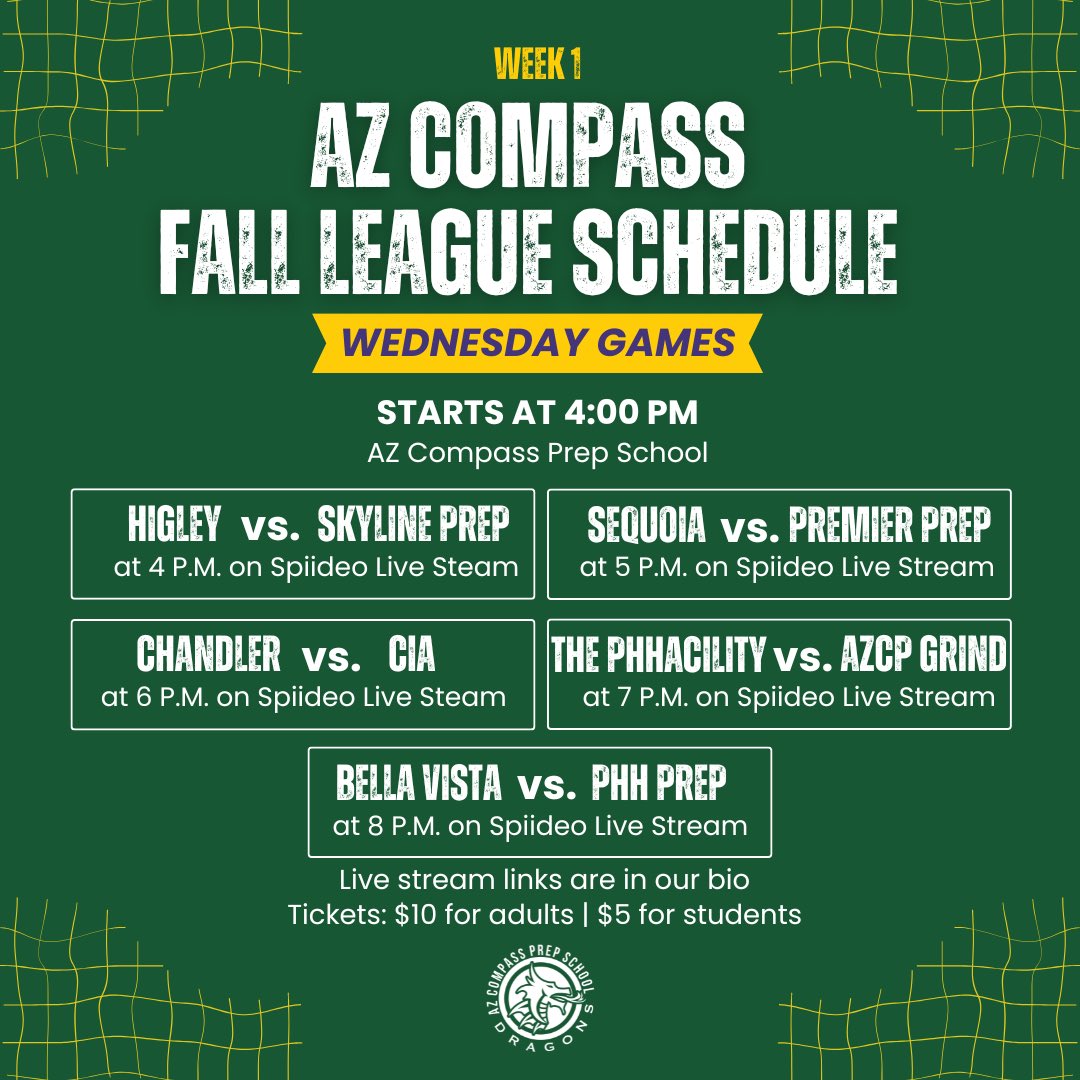 DAY 1 OF FALL LEAGUE BEGINS TOMORROW! We’ll see you at 4PM at AZ Compass for a full slate of games.

If you can’t make it in person, live stream link will be in our bio!