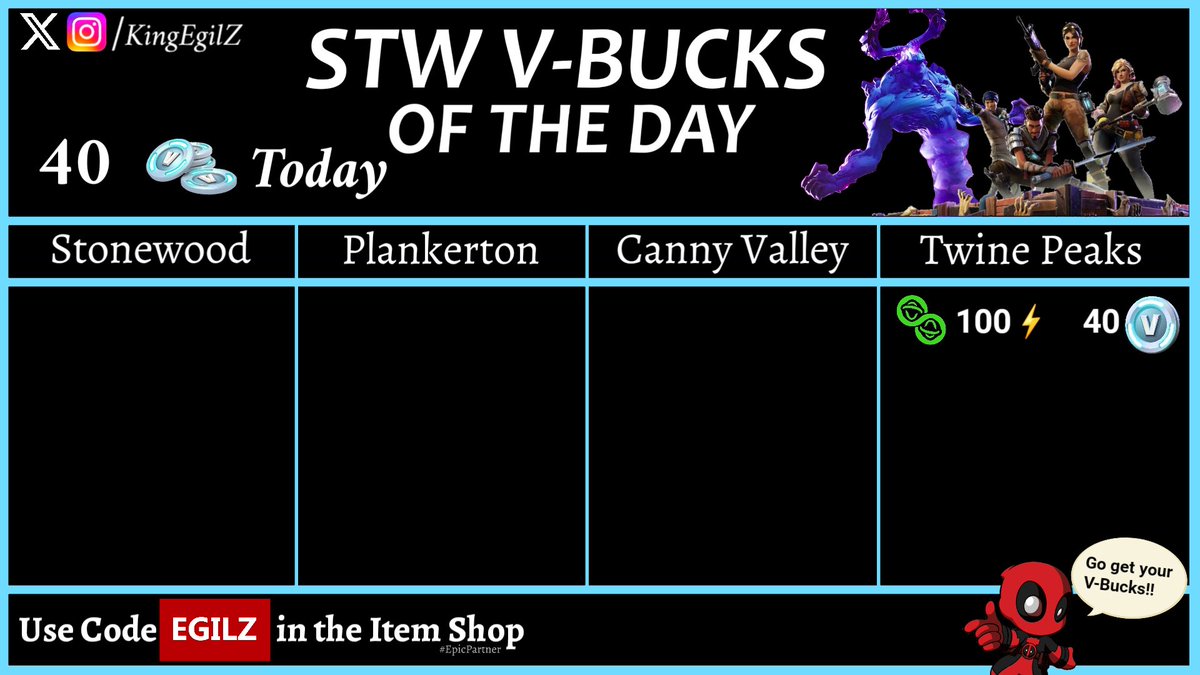 3/9/2025 - V-BUCKS of the day in STW 

40 V-BUCKS