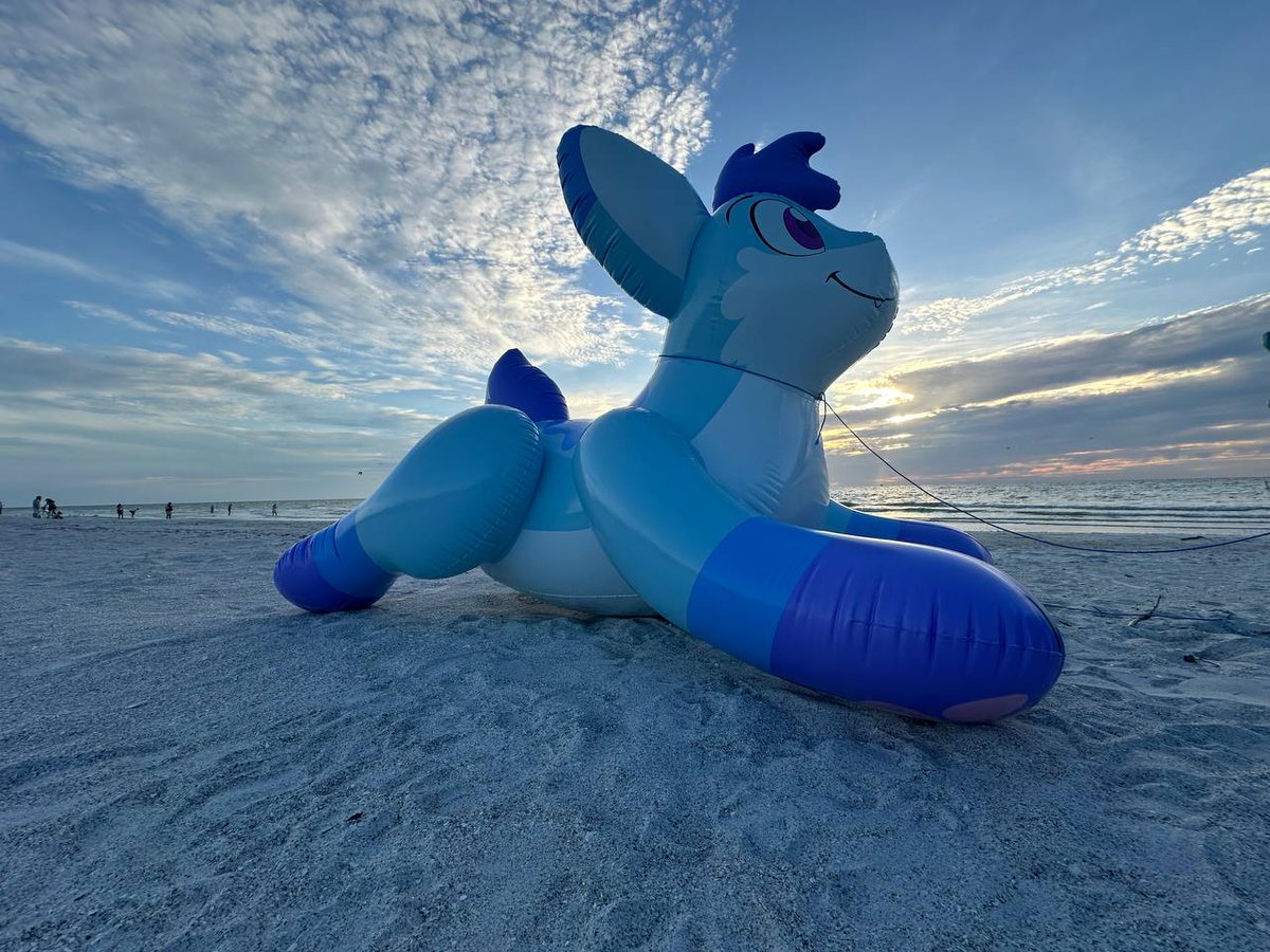 x2Yoko's tweet photo. Couldn't go to the sunshine state and *not* visit the beach with my favorite boy and toy. It's a touch windy so we had to tether them 😅 https://t.co/FhQcGSb4Pm