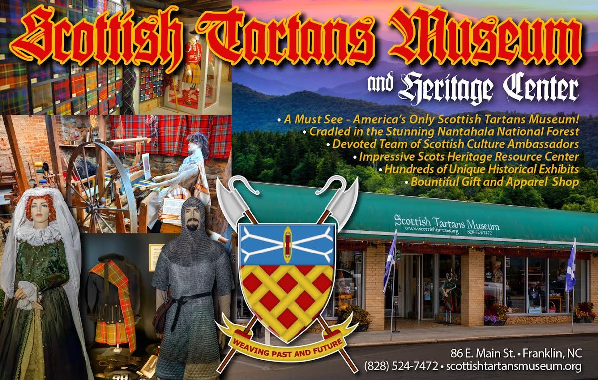 Scottish_Banner's tweet photo. The Scottish Tartans Museum and Heritage Center -America's only #ScottishTartansMuseum!
@TartansGift
๐ https://t.co/oK2HuzS88C
#Tartan #ClothOfAnation #LoveTartan #ScottishBanner #ScotSpirit #FranklinNC #ScottishHeritage #ScottishDiaspora #ScottishAmerican https://t.co/tzCKXe9Pz6