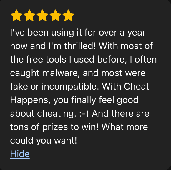 cheathappens's tweet image. ⭐️⭐️⭐️⭐️⭐️
We love hearing from our community — and the reviews say it all.
From unbeatable trainers to top-tier support, y’all are showing the love.
💬 Thanks for riding with Cheat Happens.

🧠 Read more → CHEATHAPPENS.COM
#CheatHappens #PCGaming #5StarReviews