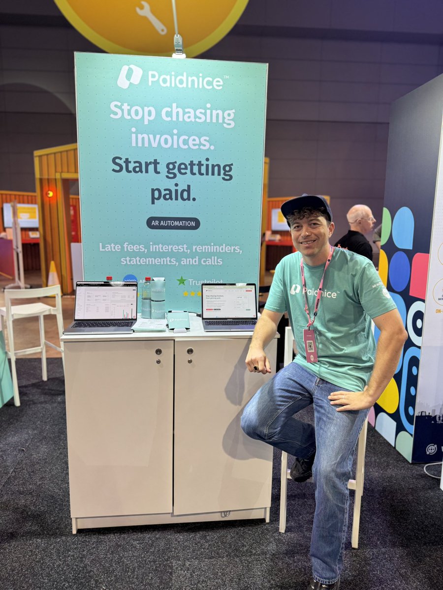 denymbird's tweet image. Day 1 of #Xerocon 🎉
If you are an #accountant or #bookkeeper who has clients that are fed up with chasing payments, then pop by to chat with us just opposite the Coffee Cart at the exhibition hall entrance to see how @getpaidnice can automate your payment terms.