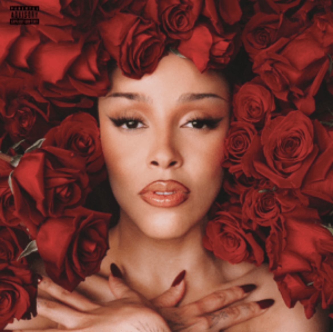 An Ai edit I made of Nicki Minaj 2 years ago.  
Doja cat’s new album cover.  
                 Doja cat &amp; Her team definitely be lurking on Ai barb accounts for inspiration.