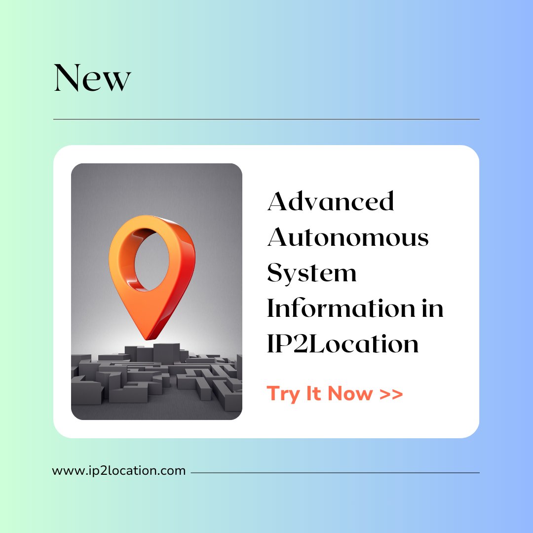 ip2location's tweet image. Big update from @ip2location!

Starting Sept 2025 → DB26 &amp;amp; IP2Location.io API now include Autonomous system (AS) data:
🔹 AS Domain Name
🔹 AS Usage Type
🔹 AS CIDR

More insights. Smarter security.

🔗blog.ip2location.com/knowledge-base…

#IPGeolocation #Cybersecurity #AS