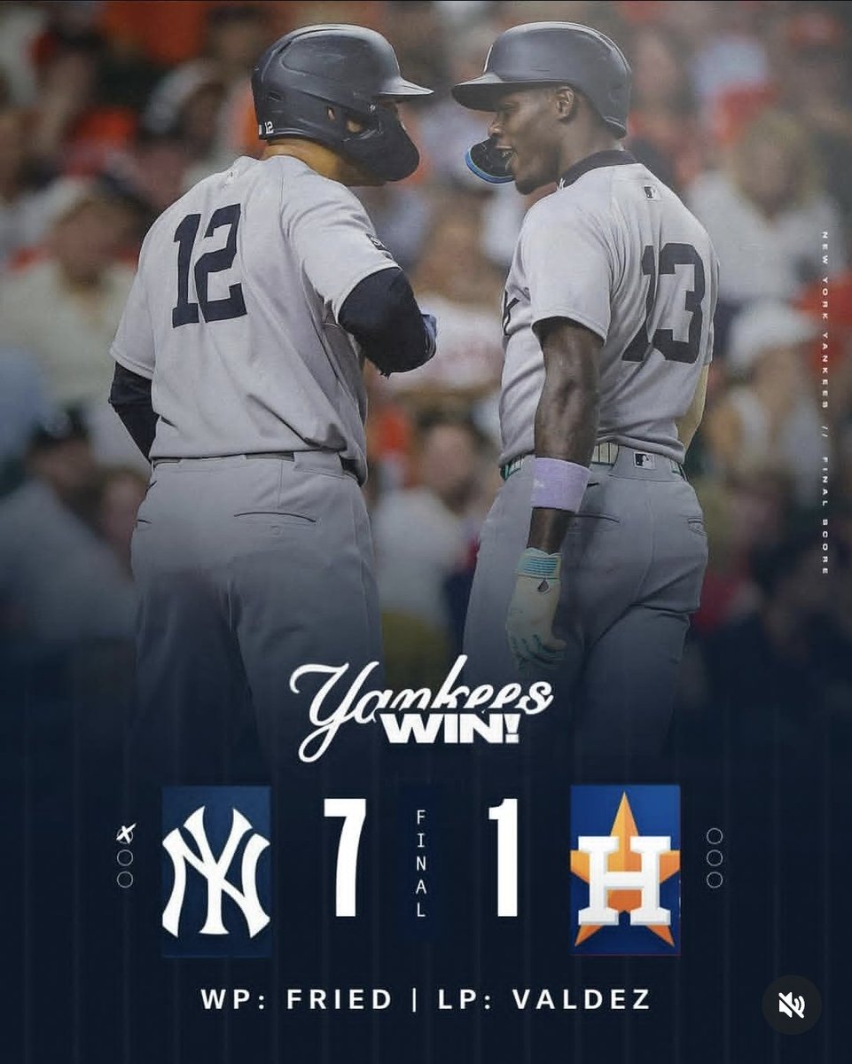 ✅ “Explosión ofensiva en Houston": #Yankees doblegan 7-1 a los #Astros con gran poder de Grisham, respaldo de dos jonrones Jazz Chisholm y una espectacular salida de Max Fried y relevo perfecto de Paul Blackburn. #LetsGoYankees
📸 <a href="/eyyankees/">Everything Yankees</a>