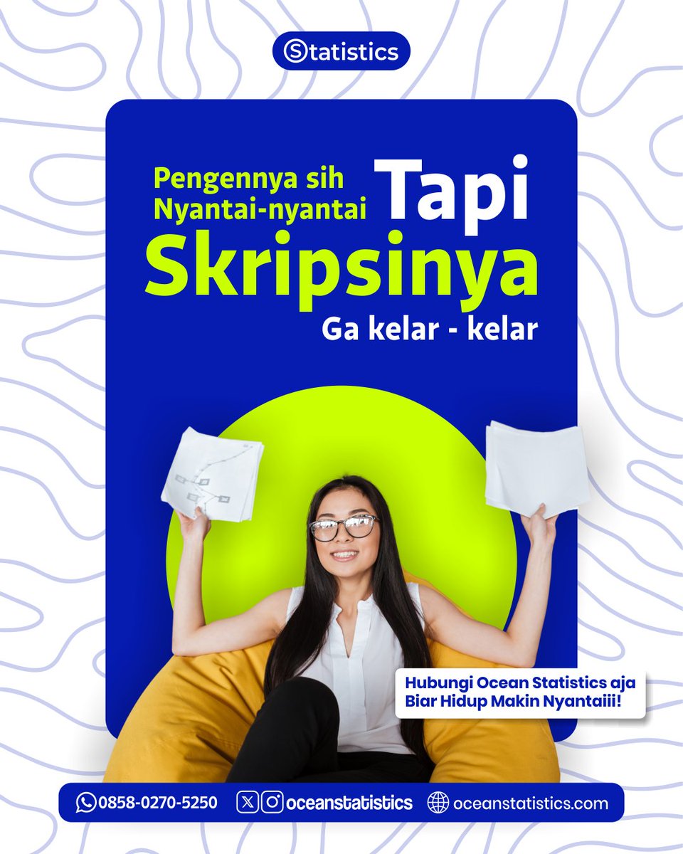 oceanstatistics's tweet photo. Skripsi: Ga kelar-kelar
Aku: pengennya rebahan 🛋️
Solusi: @oceanstatistics ✅

#skripsi #mahasiswa #tesis #olahdata #wisuda https://t.co/9krqEeFJVp