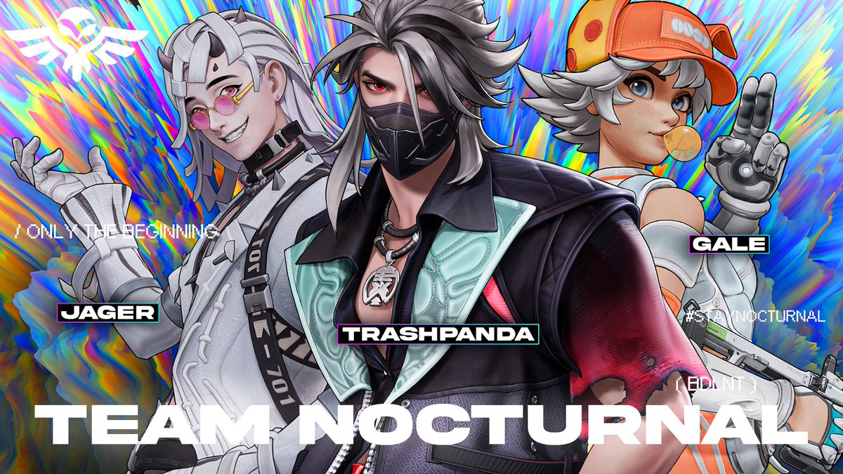 The wait is over. 🌙✨
Tonight we make our Esports debut!

Introducing our Official <a href="/Farlight84/">Farlight 84</a> Team for Nocturnal!

<a href="/GaleyWhaleyIOS/">Gale</a> 
<a href="/Trashpanda_IOS/">TrashPanda.ios</a> 
<a href="/kellen0602/">Jager</a> 

Be sure to tune into our debut game RIGHT NOW!: kick.com/corrupted604