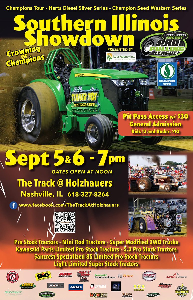 ThurstonPulling's tweet photo. September 5&amp;6 the Pro Pulling league heads to Nashville, IL for two big nights of pulling action with 7 classes hitting the double tracks at the Track at Holzhauers! 

#ProPulling #PoweredbyScience #TractorPulling #TruckPulling #Motorsport https://t.co/V8VwLTkStu