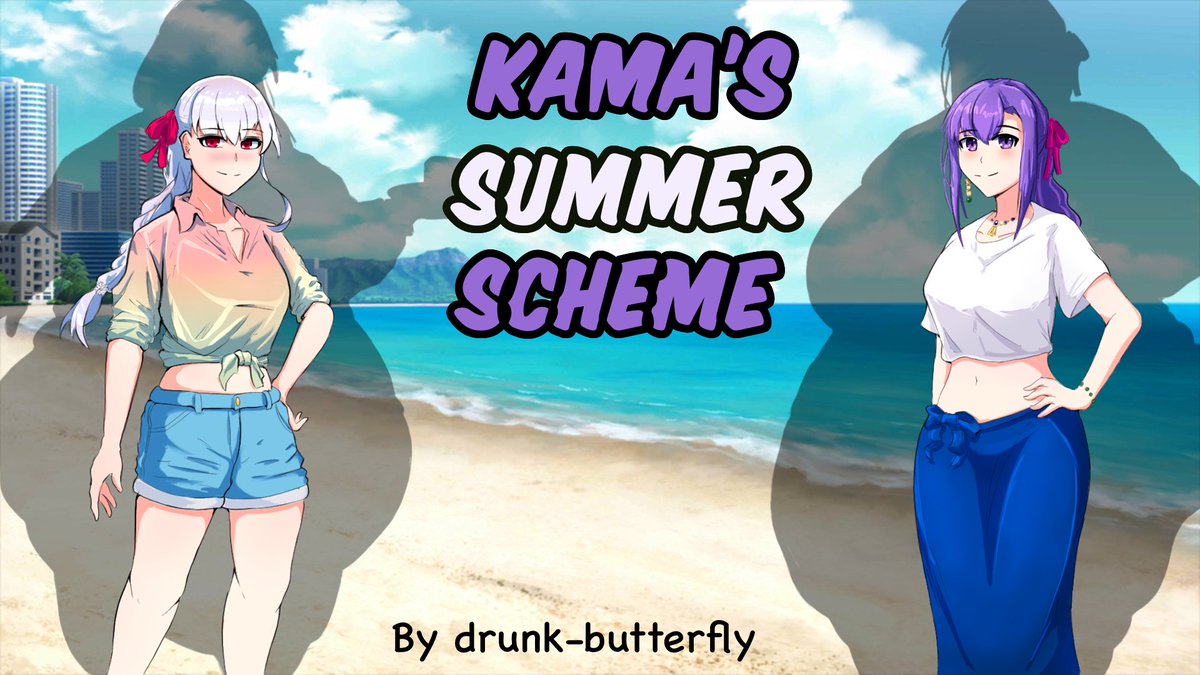 drunkbutterfly.itch.io/kamas-summer-s…
When Parvati goes on vacation, Kama follows after her with a plan that ends up unraveling in ways neither could have expected!

This is a small project that we worked on to get familiar with game development and working with Renpy. We hope everyone enjoys!