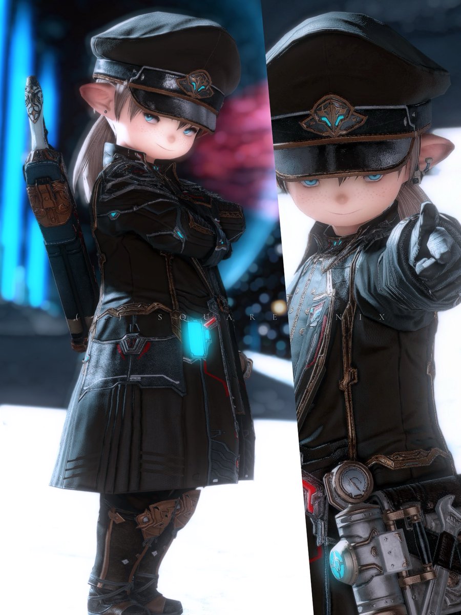 キャプテンコート、黒に染色してアレンジ。この軍服感控えめに言って最高です。
#FF14 #おはララ