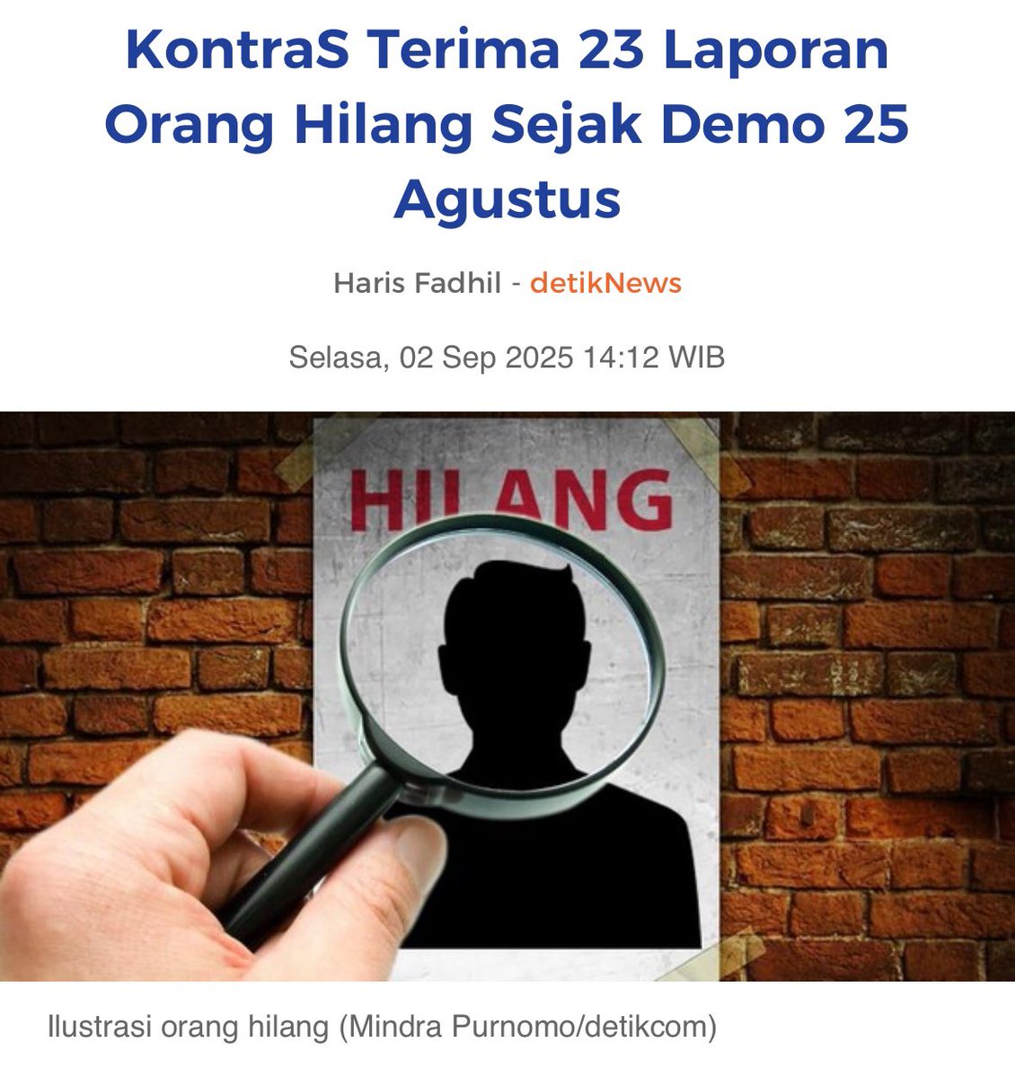 Fedi Nuril (@realfedinuril) on Twitter photo Kepada Mas <a href="/budimandjatmiko/">Budiman Sudjatmiko (IG: kelasinspirasibudiman)</a> dan para aktivis 98 yang sekarang berbalik mendukung Prabowo dan berada di pemerintahan,
Apakah ini terasa familiar?
Na’uudzubillaah min dzalik 🤲🏻
news.detik.com/berita/d-80923… Kepada Mas <a href="/budimandjatmiko/">Budiman Sudjatmiko (IG: kelasinspirasibudiman)</a> dan para aktivis 98 yang sekarang berbalik mendukung Prabowo dan berada di pemerintahan,
Apakah ini terasa familiar?
Na’uudzubillaah min dzalik 🤲🏻
news.detik.com/berita/d-80923…