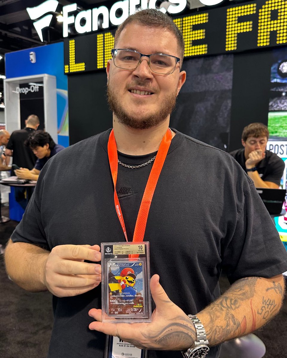 Collect's tweet photo. 💸 RECORD SALE 💸

He just sold the most expensive Mario Pikachu card ever for $19,800.

It sold in the Weekly Auction after being dropped off at our booth at the West Coast Card Show. https://t.co/HEyUlybe1p