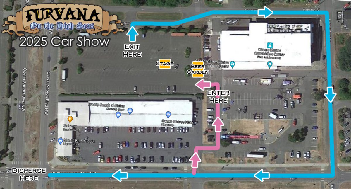ProjectF_Club's tweet image. Here's a helpful map that shows where to enter and exit the car show on Saturday! See you all at 2pm!
