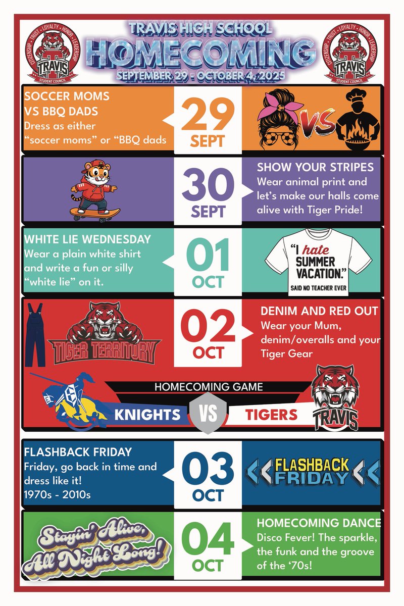 Hoco week is coming <a href="/THS_Tigers/">Travis High School</a> ready your ‘fits!
#THShoco25 #LeadthePAC