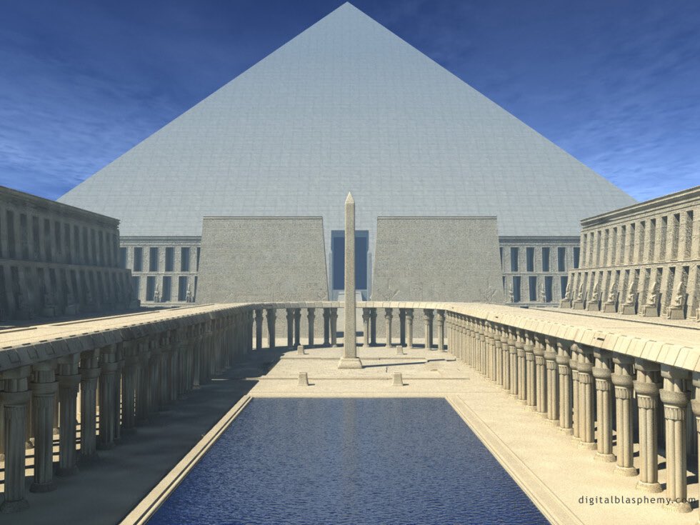 dblasphemy's tweet image. Temples I rendered back in the early 2000s.