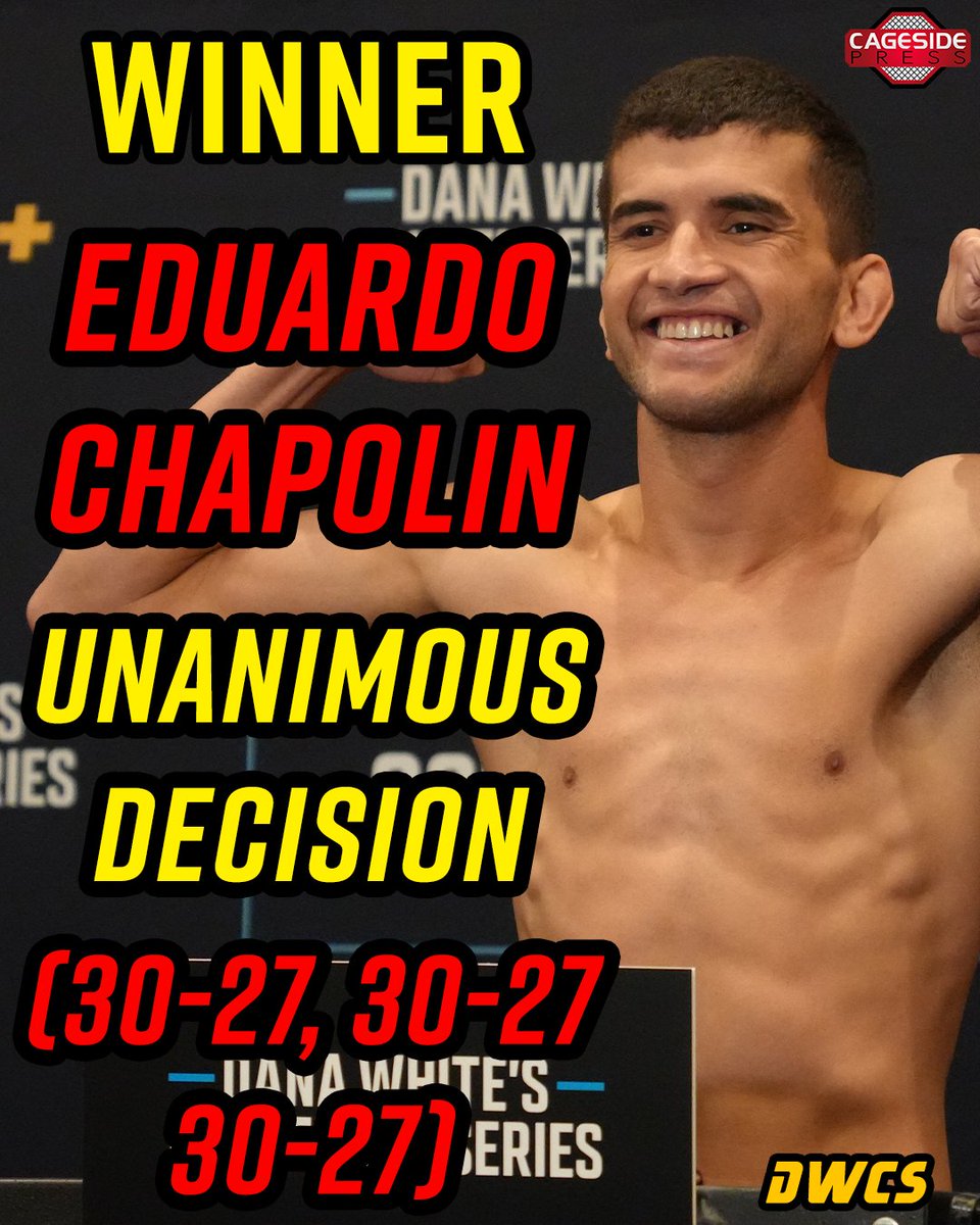 Cageside Press (@cagesidepress) on Twitter photo OFFICIAL: Eduardo Chapolin def. An Tuan Ho via Unanimous Decision (30-27x3) #DWCS
📸: <a href="/dnapoleonemma/">Dylan Napoleone</a>
cagesidepress.com/2025/09/02/dwc… OFFICIAL: Eduardo Chapolin def. An Tuan Ho via Unanimous Decision (30-27x3) #DWCS
📸: <a href="/dnapoleonemma/">Dylan Napoleone</a>
cagesidepress.com/2025/09/02/dwc…