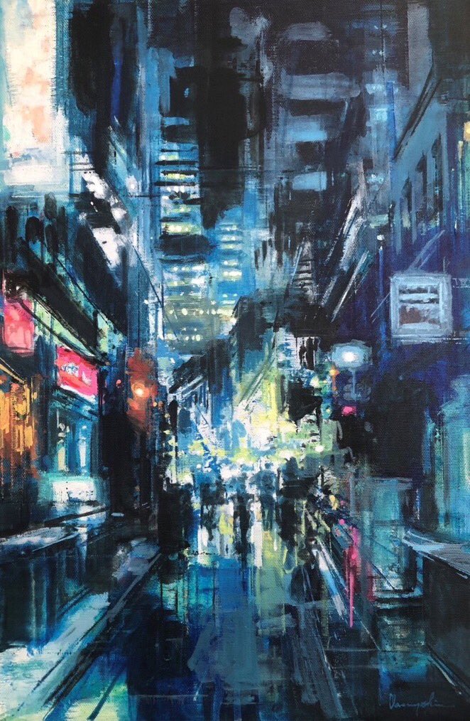 寺本和純 油彩 真作 occupation of night 寺本和純 油彩 真作 occupation