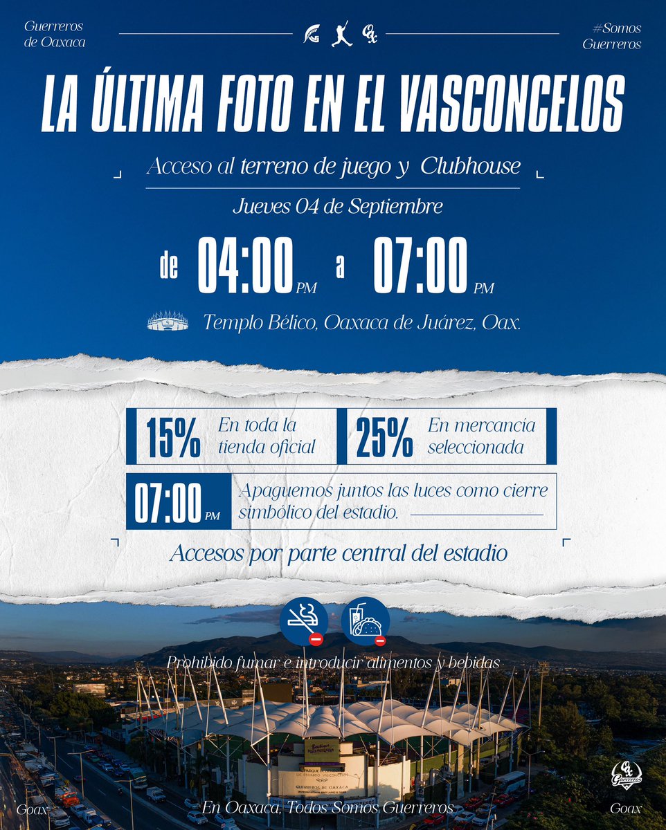 ✨💡 Apaguemos juntos la historia del Vasconcelos 💡✨

Este jueves 4 de septiembre tenemos una cita con la memoria, con la pasión y con cada momento vivido en nuestra casa, el Templo Bélico 🏟️. 

Y a las 7:00 PM viviremos juntos el apagado simbólico de las luces, un adiós