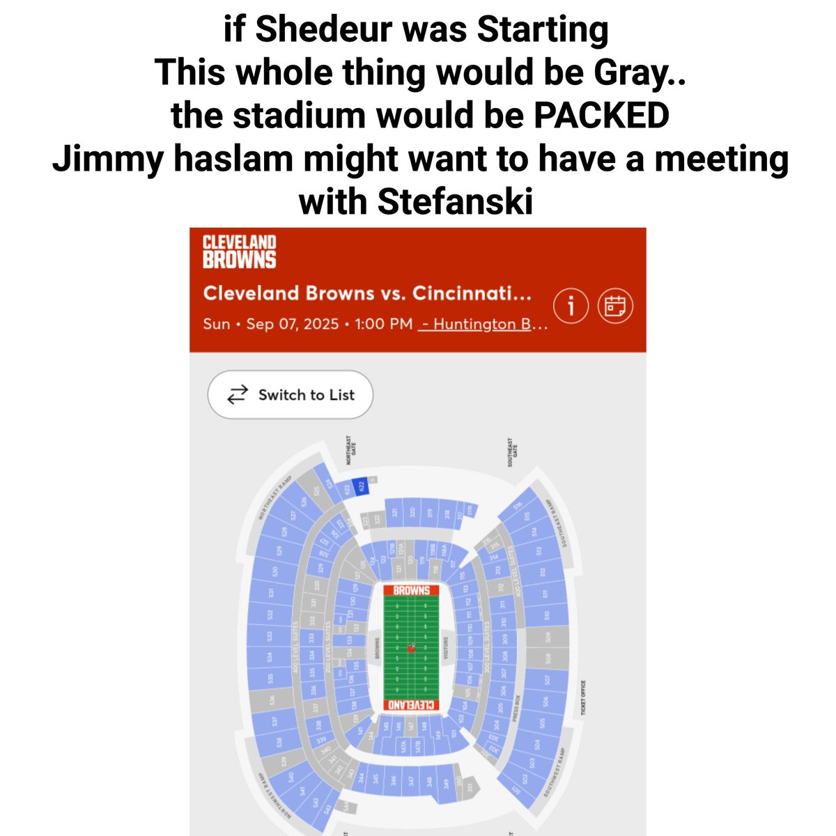 Browns ain't gonna ever learn.. You got a Superstar... PLAY HIM .. PEOPLE WANT TO SEE SHEDEUR 🤷🏾‍♂️ #Dawgpound  #Cleveland  #Browns  #ClevelandOhio  #clevelandclowns  #ShedeurSanders  <a href="/ShedeurSanders/">Shedeur Sanders</a> <a href="/CUaunties/">CU Aunties</a> <a href="/923TheFan/">92.3 The Fan</a> <a href="/AdamSchefter/">Adam Schefter</a> <a href="/ChefZae23/">Chef Zae</a> <a href="/ESPNCleveland/">ESPN Cleveland</a> <a href="/HammerNation19/">Aaron Goldhammer</a>
