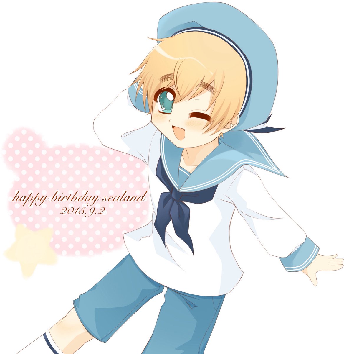 jshkno3's tweet image. [ #シ一ランド #ヘタリア ] ♪(๑ᴖ◡ᴖ๑) 🧁 today is your birthday ♡ sealand ! 🐟