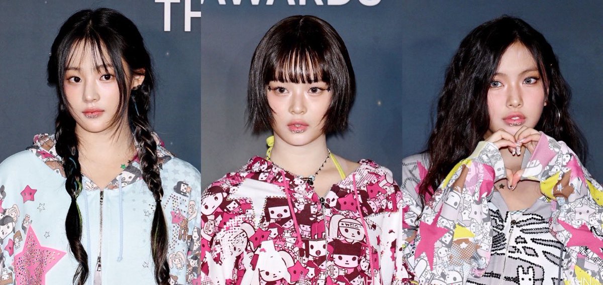 newjeans’ minji, hanni and hyein wearing the love angel lip ring by momentel ˚ෆ⊹
